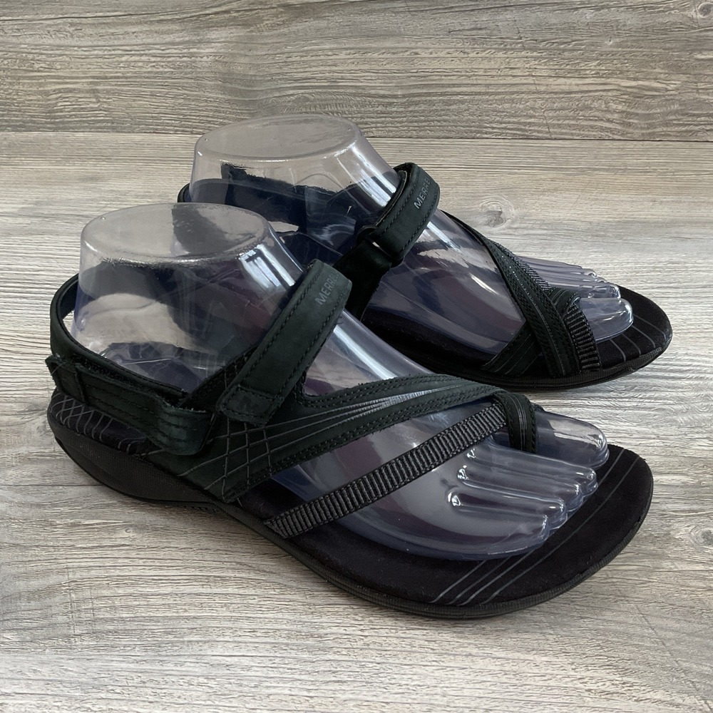 Merrell Aster J36666 Black Womens Size 7 Flip Flop Slide Walking Strappy Sandals